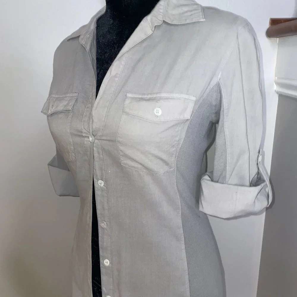 James Perse Contrast Ribbed Surplus Shirt - Picture 2 of 5